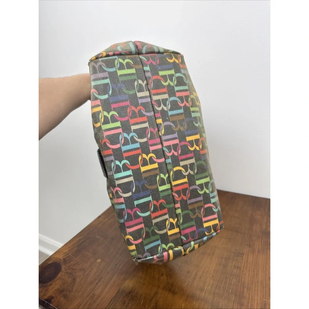 Dooney & Bourke Cindy Rainbow Signature DB Coated Canvas Tote Purse Bag